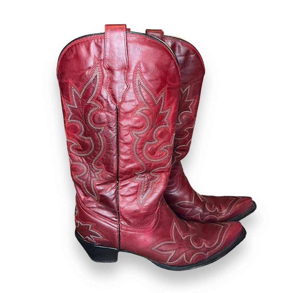 Corral Red Leather Western Heeled Cowboy Boots